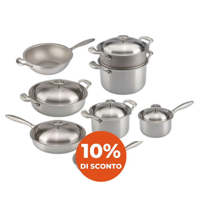 Cookware Set 13 Pieces - Pure TITANIUM Cooking Surface 